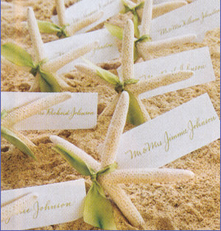 starfish place cards for a beach themed wedding from @projectwedding #PreppyPlanner