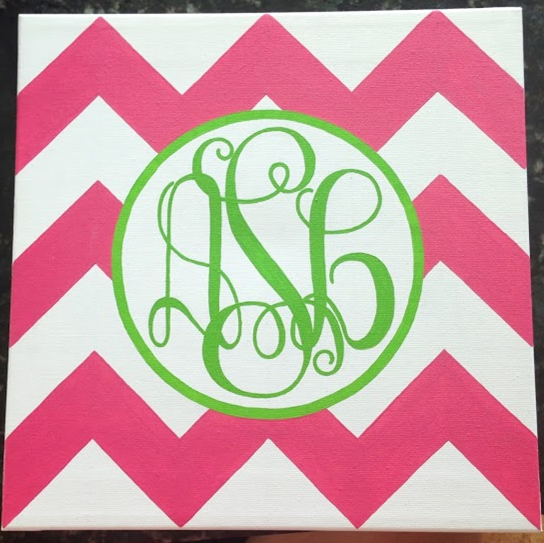 The completed chevron monogrammed canvas #PreppyPlanner