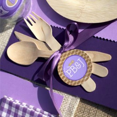 Peanut Butter & Jelly Party: wooden utensils for PB&J party #PreppyPlanner