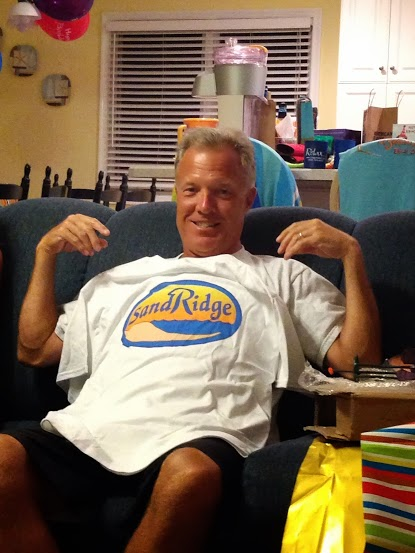 Dad's Birthday Celebration: trying on his new beach house shirt #PreppyPlanner