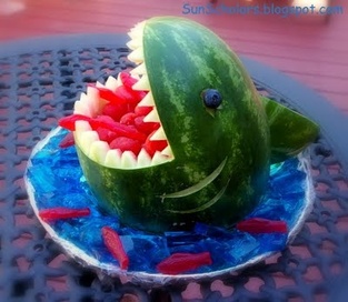 make a watermelon shark and add some swedish fish for a beach/under the sea themed party #PreppyPlanner