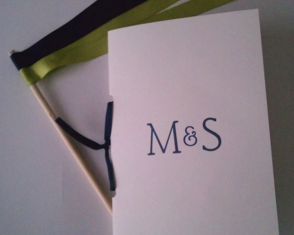 wedding program and exit ribbons customized with personal monogram and in the wedding colors #PreppyPlanner