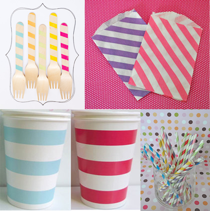 stripped partyware all found on etsy, easy way to make any party a preppy one #PreppyPlanner