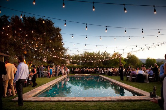 use christmas lights to light up your outdoor pool party venue #PreppyPlanner