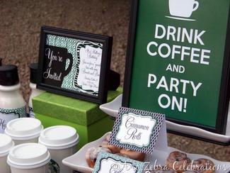 use green and brown to create labels for your coffee themed party decorations #HWTM #PreppyPlanner