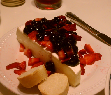 Monthly Theme Dinner – France: brie with fresh strawberries and homemade strawberry jam #PreppyPlanner
