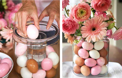 Easter Party: Use eggs to create an Easter themed vase centerpiece #PreppyPlanner
