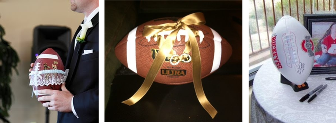 use real footballs in your wedding for the garter toss, the ring bearer and the guest book #PreppyPlanner