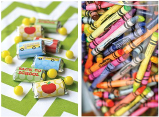 fill over sized votives with crayons to create a back to school centerpiece #PreppyPlanner 