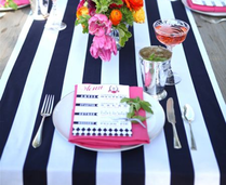 Bold Stripes and Silver lead a Derby Style to the Table Settings #PreppyPlanner