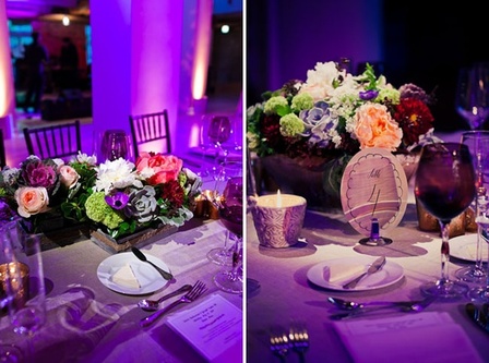 A Purple Wedding: Color your whole event purple with purple lighting, linens, glassware and flowers #PreppyPlanner