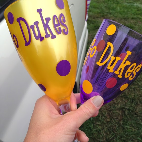 Football Season Photo Diary: Go Dukes acrylic wine glasses #PreppyPlanner