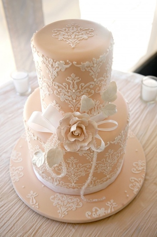 Choose a simple damask print to create a lovely lace work on the cake and cake stand #PreppyPlanner